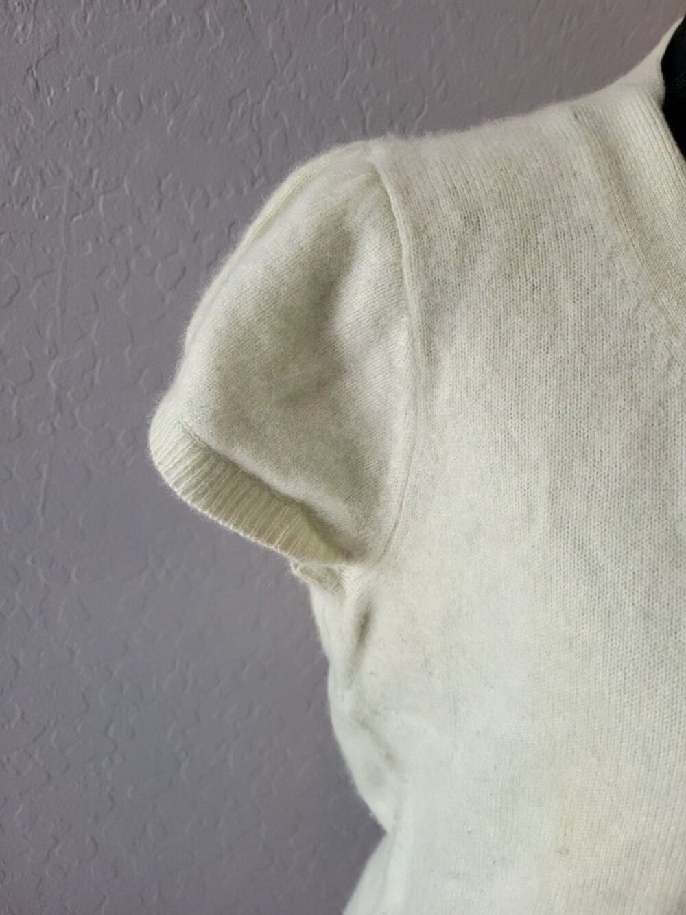 Banana Republic Italian 100% Cashmere Bow Tie Lime Green Short Sleeve Sweater S - Picture 6 of 10